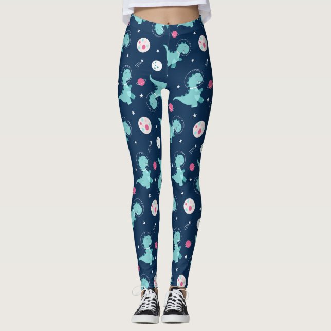 Dinosaur Astronaut Pattern Leggings (Vorderseite)