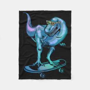 Dinosaur auf Skateboard Skateboard fahrender Dinos Fleecedecke