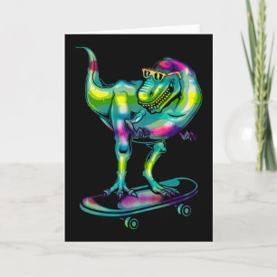 Dinosaur Auf Skateboard Skateboarding Skater Ausrü Karte