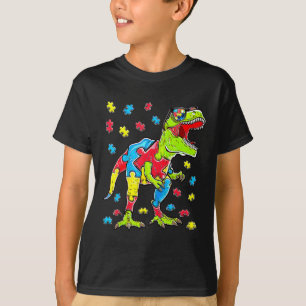 Dinosaur-Autismus-Bewusstseins-Puzzleteil Jungen K T-Shirt
