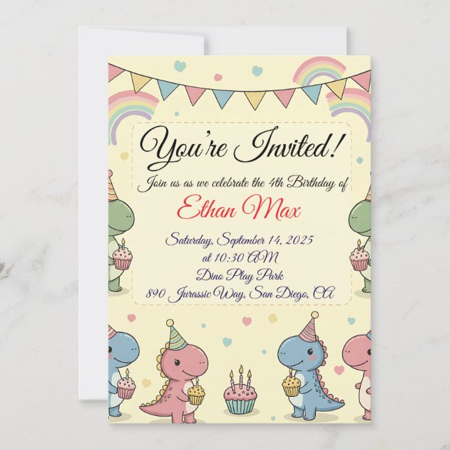 Dinosaur Aventure Anniversaire Invitation (Devant)