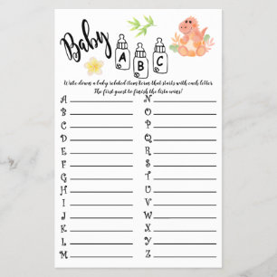 DINOSAUR BABY ABC BABY SHOWER SPIELKARTE FLYER