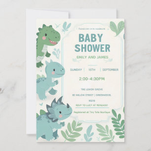 Dinosaur Baby Boy Shower Editable Card für Jungen Einladung