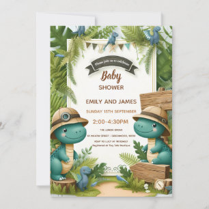 Dinosaur Baby Boy Shower Editable Card für Jungen Einladung