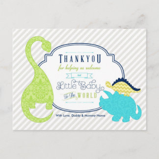 Dinosaur Baby Danke Postcard Postkarte