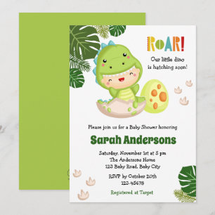 Dinosaur Baby Douche Invitations ROAR mignonne Din