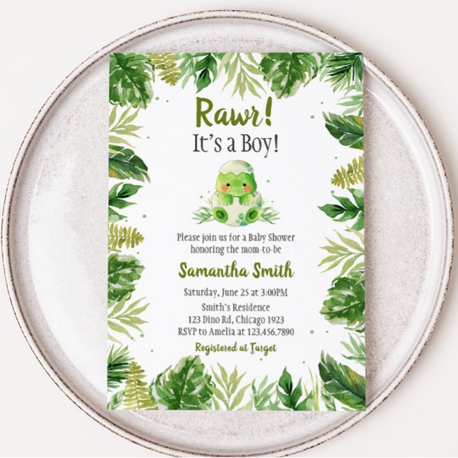 Dinosaur Baby Dusche Einladung (Baby Dino Jungle Baby Shower Invitation)