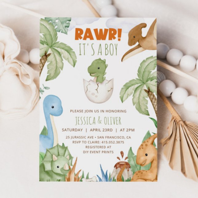 DINOSAUR Baby Dusche Einladung, Dino Baby Dusche Einladung (Von Creator hochgeladen)