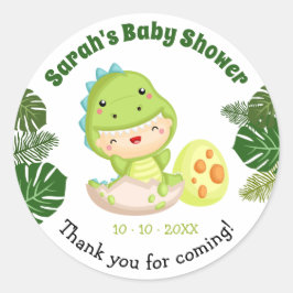 Dinosaur Baby Dusche Pflegeaufkleber Runder Aufkleber