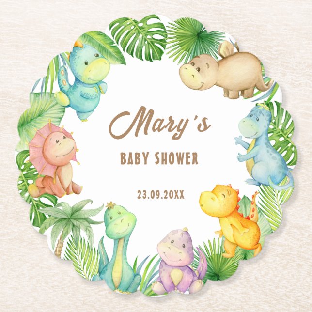 Dinosaur Baby Dusche Untersetzer (Vorderseite)