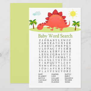 Dinosaur Baby Dusche Word Search Game