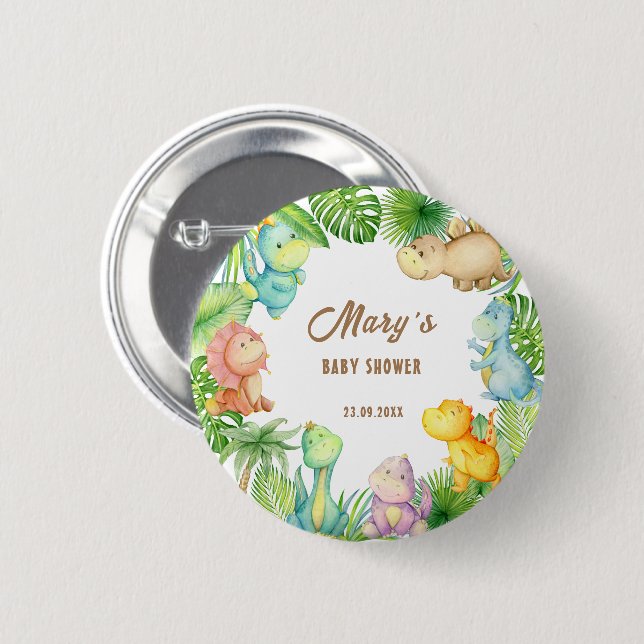 Dinosaur-Baby-Party Button (Vorne & Hinten)
