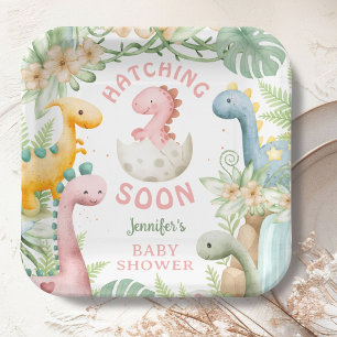 Dinosaur-Baby-Party Mädchen Rosa Dino Pappteller