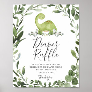 Dinosaur-Baby-Party-Windel-Raffle-Schild Poster