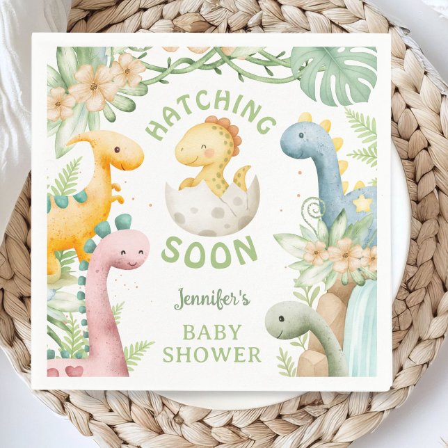 Dinosaur Baby Shower Cute Dino Paper Napkin Serviette (Von Creator hochgeladen)