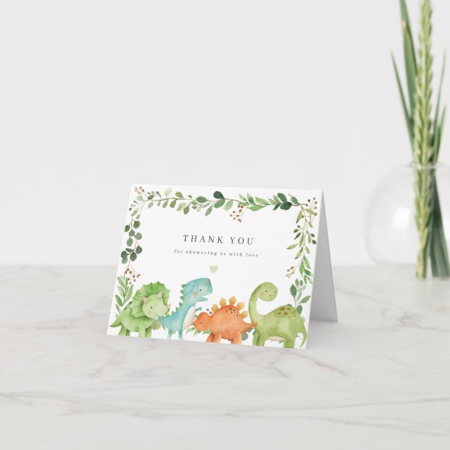 Dinosaur-Baby-Shower-Dankeschön-Karte Dankeskarte (Vorderseite)
