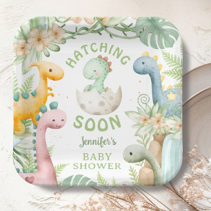 Dinosaur-Baby-Shower grüne Dino-Papierteller Pappteller