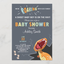 Dinosaur Baby shower invitation Dino Baby boy Bleu