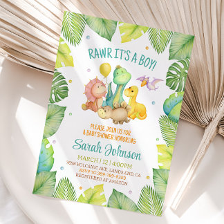Dinosaur Baby shower Invitation garçon
