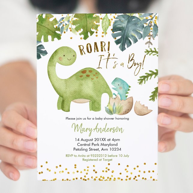 Dinosaur Baby shower Invitation Roar (Créateur téléchargé)