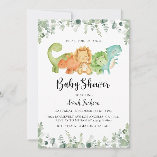 Dinosaur Baby Shower Invitations (Devant)