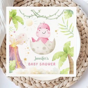 Dinosaur-Baby-Shower Mädchen Dino-Papier Serviette