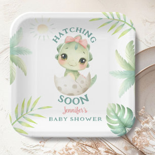 Dinosaur-Baby-Shower Mädchen Papier Pappteller