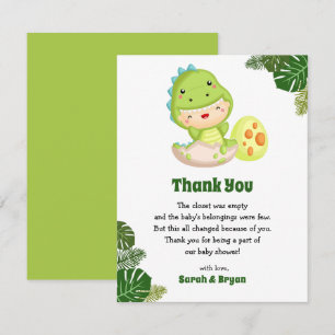 Dinosaur Baby shower Merci Cartes Mignonnes