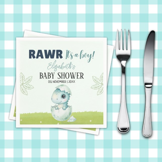 Dinosaur Baby Shower Party Napkins for Boy Serviette (Von Creator hochgeladen)