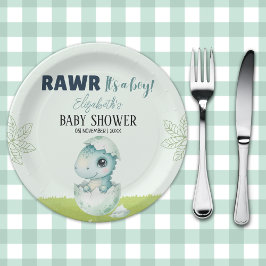 Dinosaur Baby Shower Party Plates for Boy Pappteller