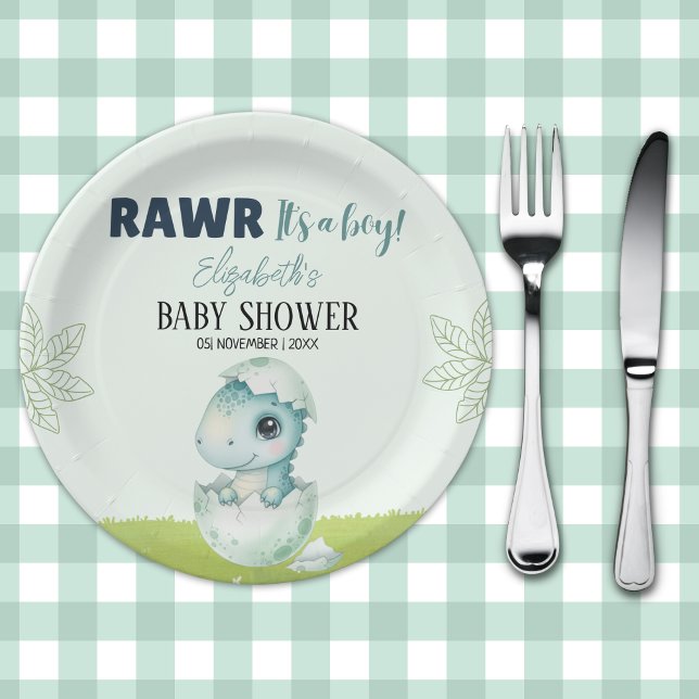 Dinosaur Baby Shower Party Plates for Boy Pappteller (Von Creator hochgeladen)