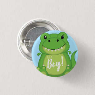 Dinosaur Baby Shower T-Rex Button