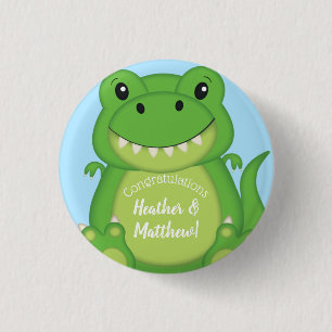 Dinosaur Baby Shower T-Rex Button