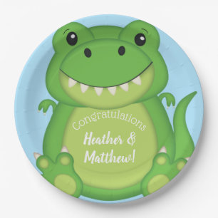 Dinosaur Baby Shower T-Rex Pappteller