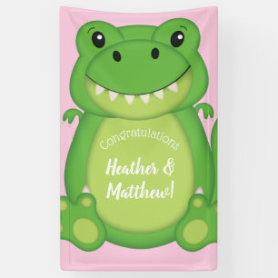 Dinosaur Baby Shower T-Rex Pink Girl Banner