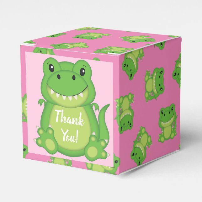 Dinosaur Baby Shower T-Rex Pink Girl Geschenkschachtel (Vorderseite)
