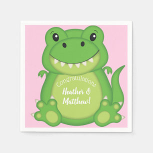 Dinosaur Baby Shower T-Rex Pink Girl Serviette