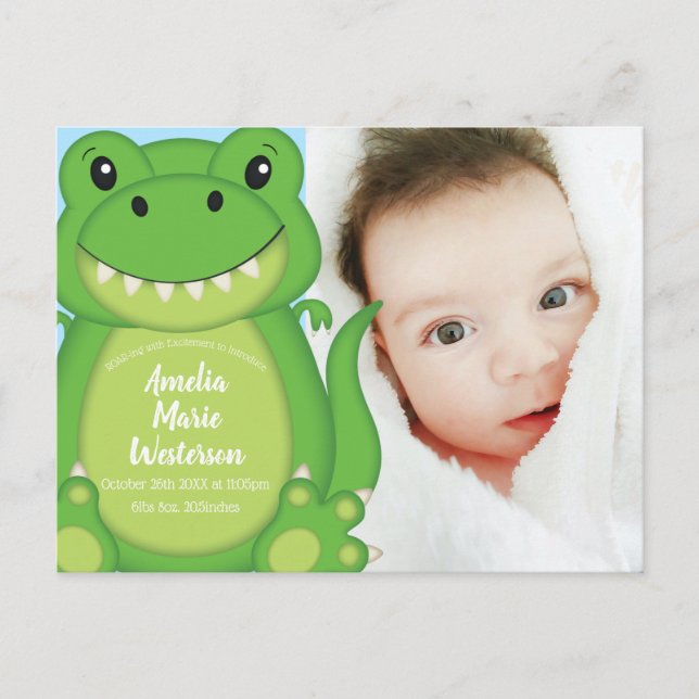 Dinosaur Baby Shower T-Rex Postkarte (Vorderseite)