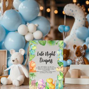 Dinosaur-Baby-Shower-Windelkarte für späte Nacht Einladung