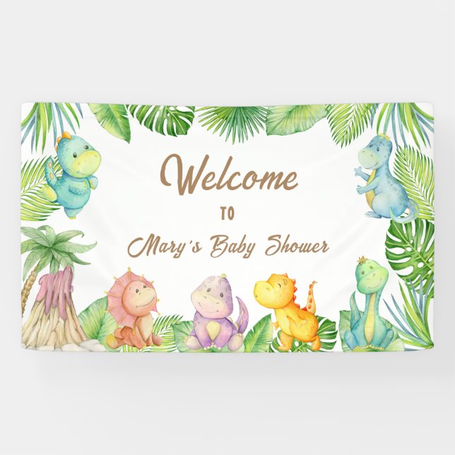 Dinosaur Baby Willkommen Banner (Horizontal)