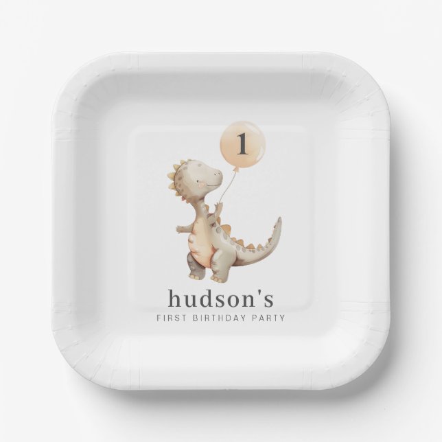 Dinosaur Ballon Pappteller (Vorderseite)