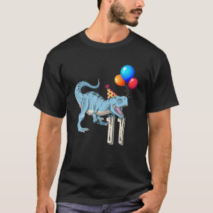 Dinosaur Balloon T Rex 11th Birthday Kindermädchen T-Shirt