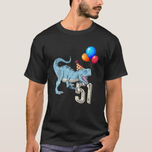 Dinosaur Balloon T Rex 51St Birthday Kindermädchen T-Shirt