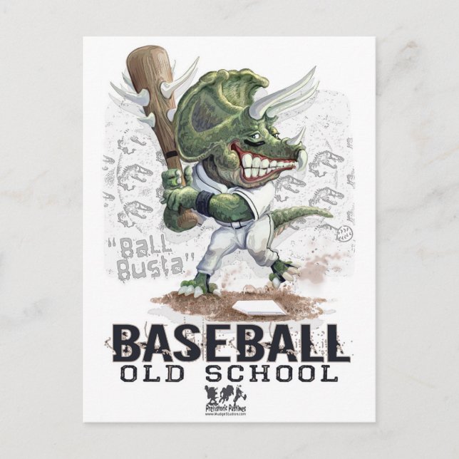 Dinosaur Baseball Ball Busta Gear Postkarte (Vorderseite)