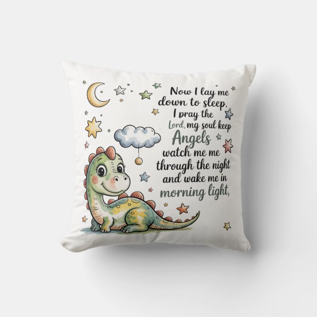 Dinosaur Bedtime Gebet Kissen (Vorderseite)