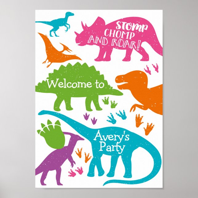 Dinosaur Begrüßungszeichen Poster (Vorne)