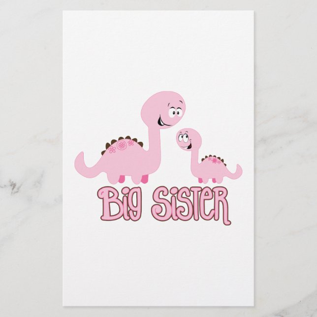 Dinosaur Big Sister Briefpapier (Vorderseite)