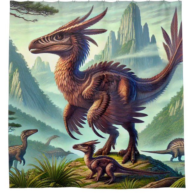 Dinosaur Bird Duschvorhang (Vorderseite)