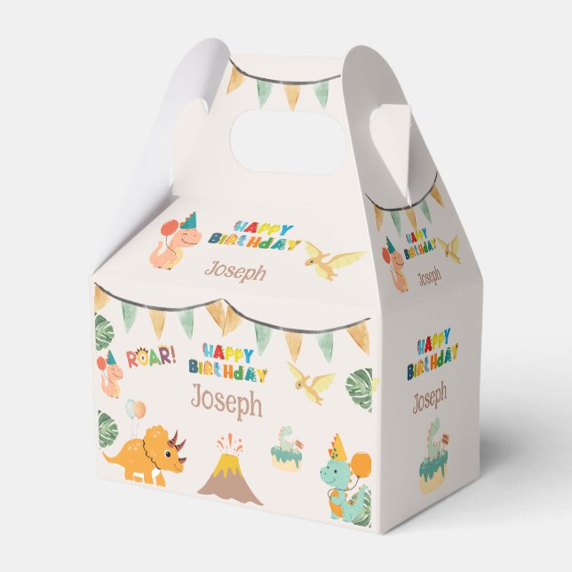Dinosaur Birthday Boxe - Individuelle Name Geschenkschachtel (Rückseite)