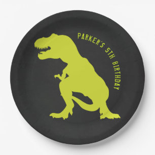 Dinosaur Birthday Chalkboard Pappteller